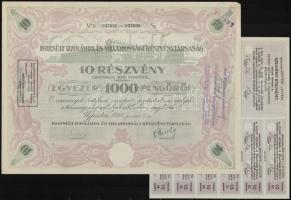 Vegyes 15db-os részvény és kötvény tétel, közte Arad 1923. "Mezőgazdák Kereskedelmi Részvénytár...