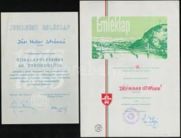 1975 Dési Huber Istvánné okmányai, 4 db emléklap