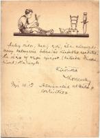 Cserkész tőrrel. Kiadja a Cserkészbolt / Hungarian boy scout art postcard (kis szakadás / small tear)