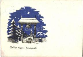 Boldog Magyar Karácsonyt! / Hungarian irredenta propaganda, Christmas art postcard s: Bozó (EK)