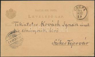 1899 Csépa, Kovách család kézzel festett címerét ábrázoló levelezőlap, Kovách Albert saját kézzel ír...