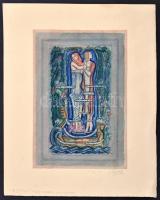 Dóczy Pál (1888 - ):Tristan. (Gobelin terv). Akvarell, papír, jelzett, 18×12 cm