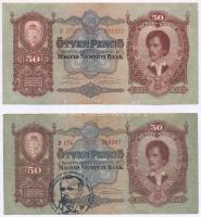 1932. 50P (2x) egyik MÉE Madách évforduló bélyegzéssel T:III
