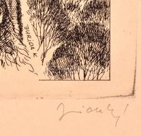 Jurida Károly (1935-2009):: Görgey Artúr Buda visszafoglalásánál Rézkarc, papír. Jelzett.  29x38 cm