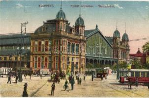 1917 Budapest VI. Nyugati pályaudvar, vasútállomás, villamosok, kerékpár (EK)