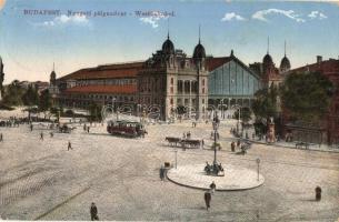 1916 Budapest VI. Nyugati pályaudvar, vasútállomás, villamos (EK)