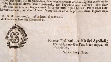 1796 I. Ferenc (1768 - 1835) német-római császár, magyar és cseh király nevében katonaszökevények sz...