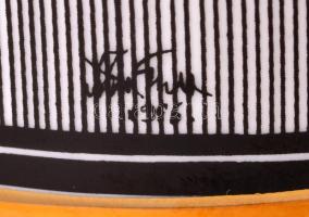 Hollóházi Szász Endre által tervezett mintával díszített porcelán váza, jelzett, hibátlan, m: 30 cm