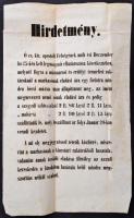 cca 1850-1860 Hirdetmény a marhasóár megállapításának tárgyában, 39x24 cm