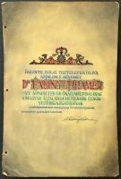 1944 Fabinyi Tihamér miniszternek Kabay Kálmán [1890- ?] zenetörténész által írt munka kézzel festettés aláírt borítója. 25x38 cm