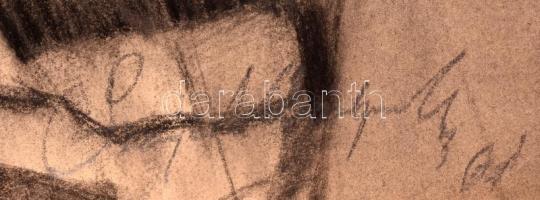 Szegedi Molnár Géza (1906-1970): Portré. Ceruza, papír. Jelzett. Kis lyuk 54x40 cm