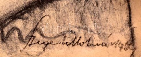 Szegedi Molnár Géza (1906-1970): Tájkép. Ceruza, papír. Jelzett. Szélén szakadozott 50x65 cm