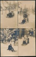 cca 1910 5 db téli sportokat bemutató fotó
