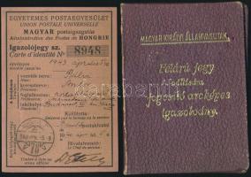 1943 Postafelügyelő UPU és MÁV igazolványa