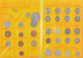 Vegyes indokínai fémpénz tétel kihajtható karton díszlapon közte zsetonok és hamis darabok is, valamint hamis kínai Br érmék + Kína 1980. 1j T:vegyes