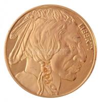 Amerikai Egyesült Államok 2014. aranyozott emlékérme, a Buffalo Nickel nagyméretű aranyozott verziója, COPY jelzéssel és 2014-as dátummal T:1  USA 2014. enlarged, gilt, commemorative medallion based on the Buffalo Nickel with COPY mark and added 2014 date C:UNC