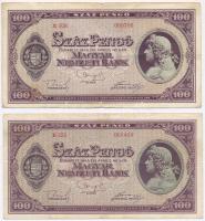 1945. 100P (2x) egyiknél "BÜNTETÉS" szóban "N" felett lemezhiba T:III