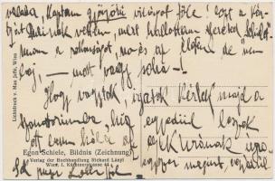 Bildnis (Zeichnung). Lichtdruck v. Max Jaffé. Verlag der Buchhandlung Richard Lányi s: Egon Schiele ...