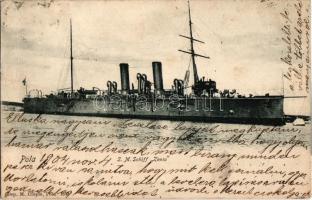 1904 SMS Zenta az Osztrák-Magyar Haditengerészet Zenta-osztályú védett cirkálója. M. Clapis 1632. / WWI Austro-Hungarian Navy K.u.K. Kriegsmarine Zenta-class protected cruiser