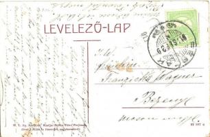 1911 Perjámos, Periam; Fő utca, Haulikfalvai templom, hölgy kutyával, Stefán Péter üzlete. W. L. Bp....