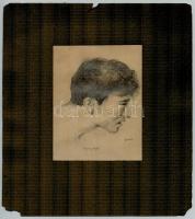 V. Kiss jelzéssel: Férfi fej. Ceruza, papír,paszpartuban, 15×11 cm