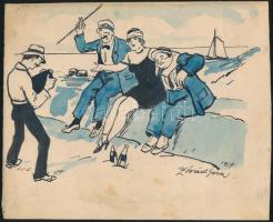 Zórád Géza (1896-1959): Illusztrációk. Vegyes technika, papír, 11×11 és 15×19 cm