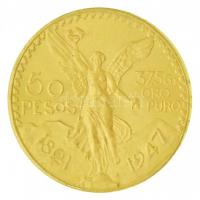 Mexikó 1947. 50P Au "Függetlenség Centenáriuma" (41,78g/0.900) T:1-,2 
Mexico 1947. 50 Pe...