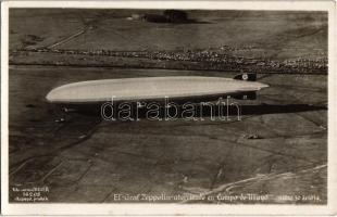 1934 El Graf Zeppelin aterrizado en Campo de Mayo. Foto aerea Bauer 14298 / Graf Zeppelin airship landing in Argentina, aerial view