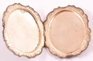 Díszes alpakka zseb fényképtartó, "Miti 1.10.62" gravírozással,  jelzés nélkül, 8x6 cm