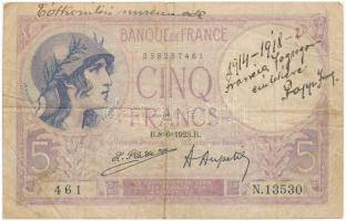 Franciaország 1923. 5Fr T:III,III- France 1923. 5 Francs C:F,VG