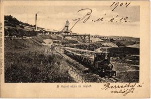 1904 Gömörrákos, Rákos; A rákosi akna és rakodó iparvasúttal, gőzmozdony. Matz Gusztáv kiadása / mine with industrial railway and locomotive