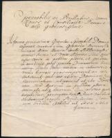 1776 Ozsegovics István (?-?) kérvénye azonosítatlan bárói rangú tanácsosnak, latin nyelven, kis sérüléssel, pecsétje hiányzik, 4 p.