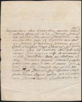 1776 Ozsegovics István (?-?) kérvénye azonosítatlan bárói rangú tanácsosnak, latin nyelven, kis sérü...