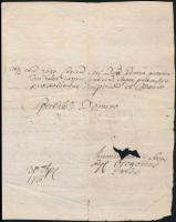 1776 Ozsegovics István (?-?) kérvénye azonosítatlan bárói rangú tanácsosnak, latin nyelven, kis sérü...