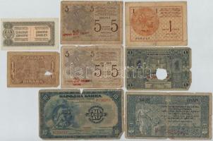 Vegyes 7db-os szerb-horvát-szlovén és jugoszláv bankjegy tétel, valamint 1db albán bankjegy T:III,III-,IV 7pcs of various banknotes from the Kingdom of the Serbs, Croats and Slovenes and Yugoslavia, and 1pc from Albania C:F,VG,G