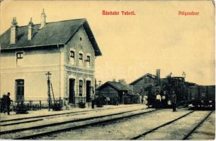 1917 Tab, vasútállomás III. osztályú felvételi épülete, gőzmozdony / Bahnhof / railway station, locomotive. W.L. 2762. (EK)