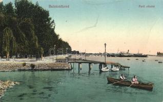 1912 Balatonfüred, Balaton part, csónakázók, gőzhajó (fa)