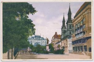 Budapest V. Petőfi tér és szobor, Hotel Carlton szálloda, lakásberendezők irodája - képeslapfüzetből (EK)