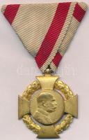 1908. Katonai Jubileumi Kereszt aranyozott Br kitüntetés mellszalagon T:2  Hungary 1908. Diamond Jubilee Cross for the Armed Forces gold plated Br decoration with ribbon C:XF  NMK 269.