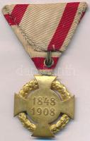 1908. "Katonai Jubileumi Kereszt" aranyozott Br kitüntetés mellszalagon T:2 
Hungary 1908...