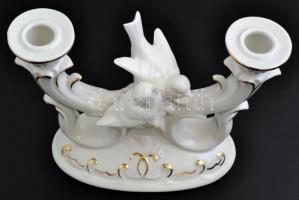 Lippelsdorf  madaras gyertyatartó, jelzett, aranyozott festéssel, jelzett, hibátlan, m: 14 cm, h: 18...