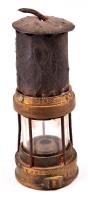 cca 1900 Réz-vas bányászlámpa, horpadásokkal, jelzett (SWAC), m:24 cm