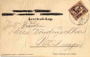 1901 Pécs, Katolikus kör. Szecessziós dombornyomott művészlap, Günsberger Lajos kiadása / Art Nouvea...