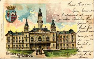 1903 Győr, Új városháza. Röszler Károly, címeres litho (Rb)