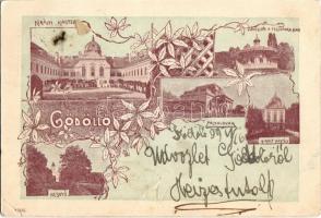 1899 Gödöllő, Királyi kastély, Pavilon a felső parkban, vasútállomás, Besnyő (márabesnyői templom). Art Nouveau, floral (EK)