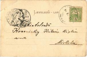 1908 Királytelek-Bashalom, kápolna, park, gőzmozdony. floral Art Nouveau. Hunyady László kiadása (EB...