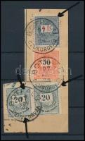 1881/1889 4 bélyeg kivágáson klf lemezhibákkal / 4 stamps on cutting with different plate flaws &quo...