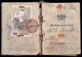 1913-1946 Vegyes okmány tétel, 9 db. Közte munkásigazolványokkal, cselédkönyvekkel, az egyik munkási...