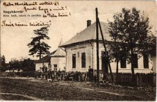 1916 Nagykázmér, Velky Kazimír (Kázmér); Római katolikus iskola és parókia / school and rectory (fa)