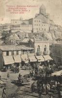 Tbilisi, Tiflis; Place de Maidan et forteresse Metek / Maidan, Bazaar Square, marketplace with vendors, Narikala fortress (fl)